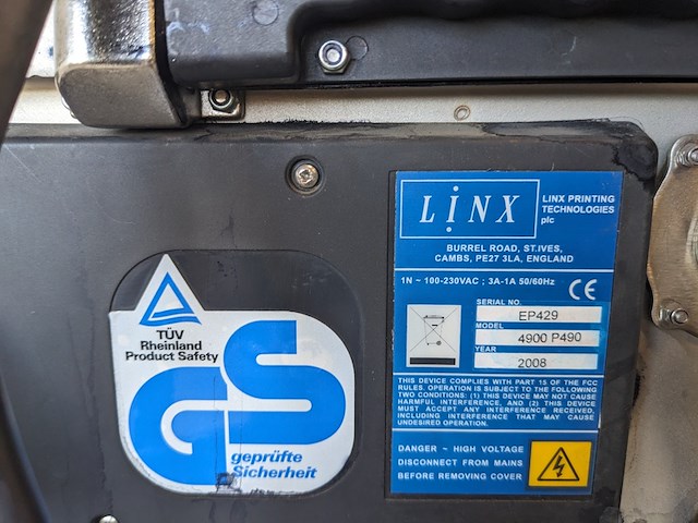 Inkjet printer, linx, 4900 p490, 2008 - afbeelding 5 van  8