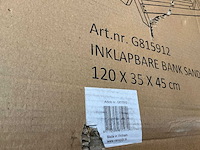 Inklapbare bank sanded white 120x35x45cm - afbeelding 2 van  3
