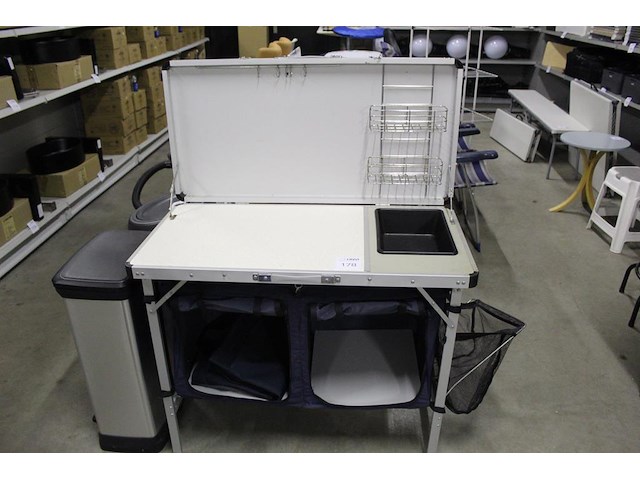 Inklapbare buitenkeuken met pedaalemmer. afm. 100 x 50 x 78 cm. margeproduct - afbeelding 1 van  3