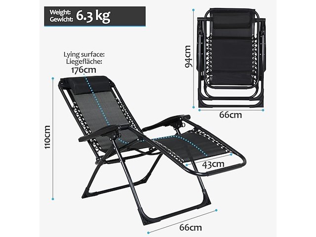 Inklapbare ligstoel miadomodo, snl-sw - afbeelding 1 van  4