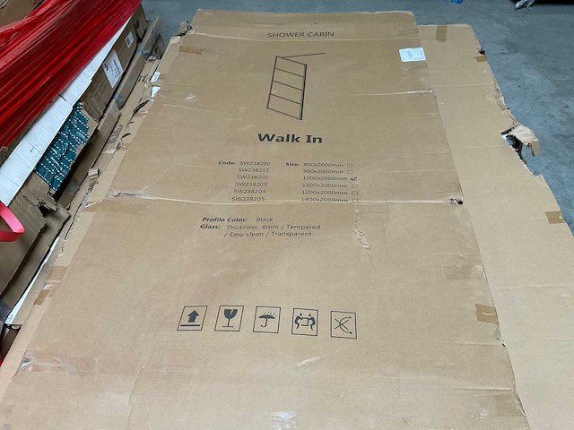 Inloopdouche - 100x200cm - helder glas - frame lines buitenzijde - antikalk - mat zwart - afbeelding 2 van  2