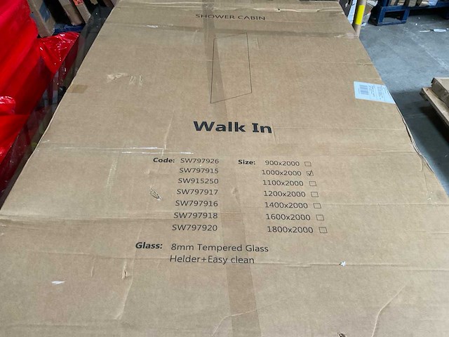 Inloopdouche glasplaat antikalk veiligheidsglas 100x200cm - afbeelding 1 van  2