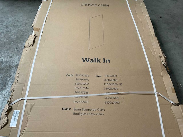 Inloopdouche glasplaat antikalk veiligheidsglas 110x200cm - afbeelding 2 van  2