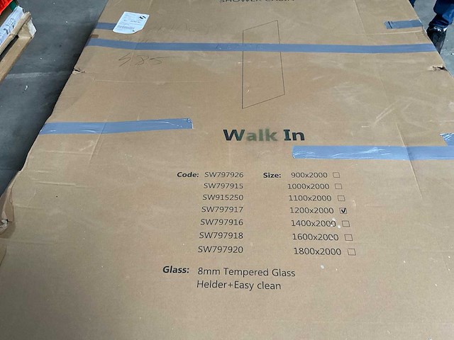 Inloopdouche glasplaat antikalk veiligheidsglas 120x200cm - afbeelding 2 van  2