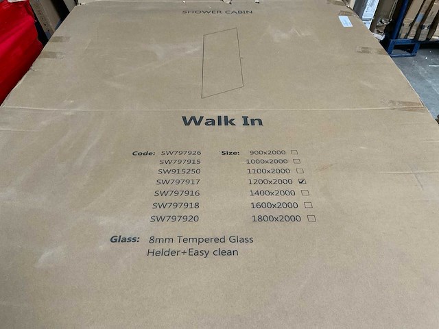 Inloopdouche glasplaat antikalk veiligheidsglas 120x200cm - afbeelding 2 van  2