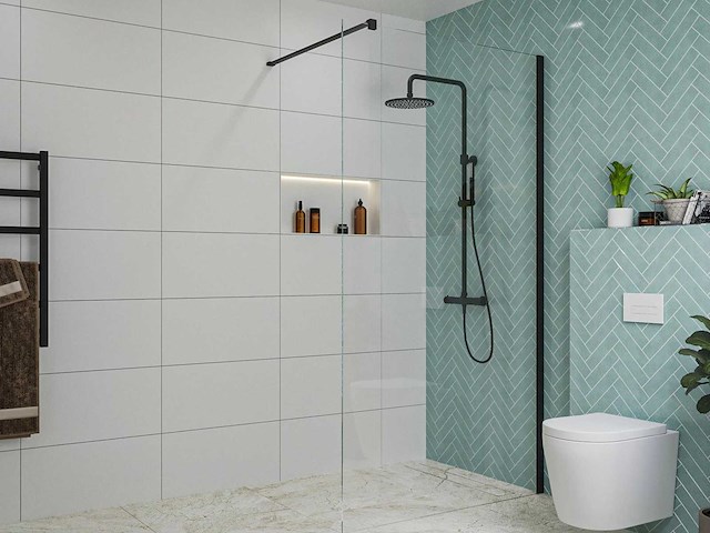 Inloopdouche helder glas zwart 110x200 cm - afbeelding 1 van  1