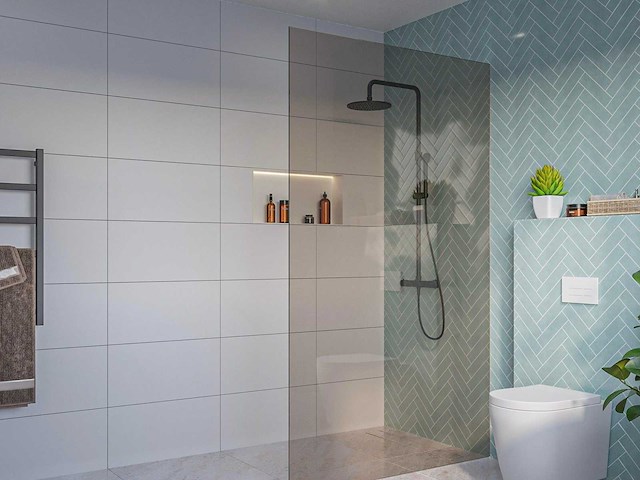 Inloopdouche paneel 8mm easy clean rookglas 120x200cm - afbeelding 1 van  1