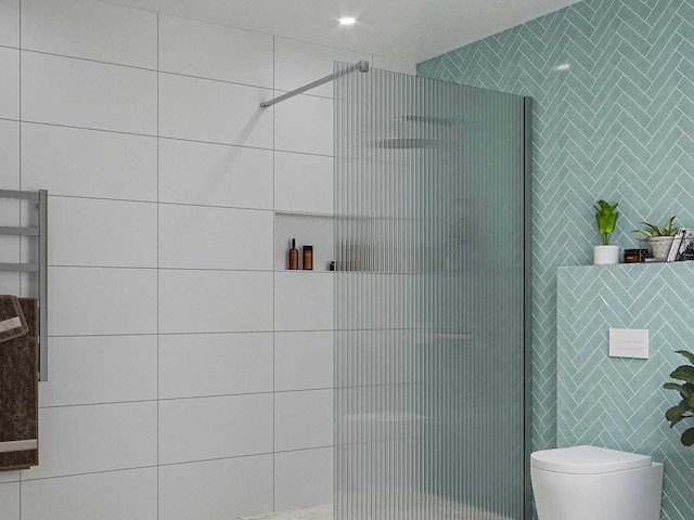 Inloopdouche ribbelglas chroom 70x200 cm - afbeelding 2 van  2