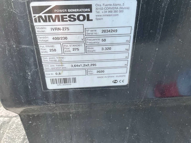 Inmesol - 2020 - ivrn-275 - stroomgenerator - afbeelding 25 van  25