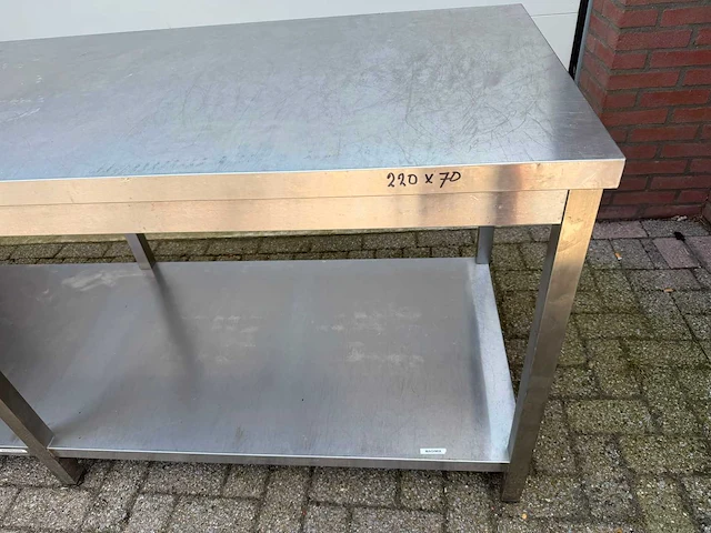 Inox - 220x70 - rvs werktafel - afbeelding 2 van  2
