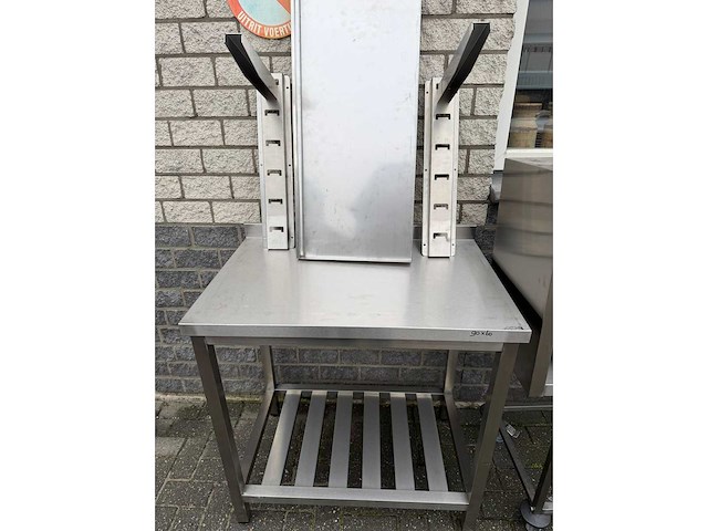 Inox - werk tafel + hang kast - rvs werktafel - afbeelding 2 van  4
