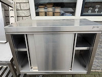 Inox - werk tafel + hang kast - rvs werktafel - afbeelding 4 van  4