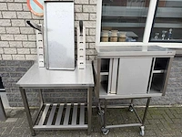 Inox - werk tafel + hang kast - rvs werktafel