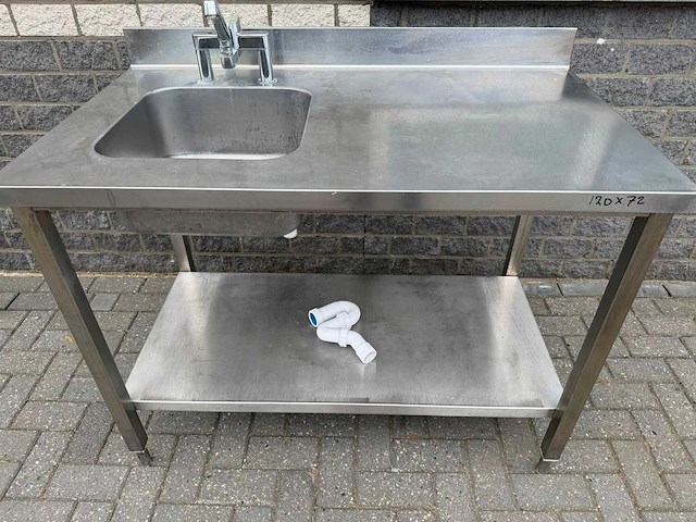 Inox 120cm - spoeltafel - afbeelding 1 van  2