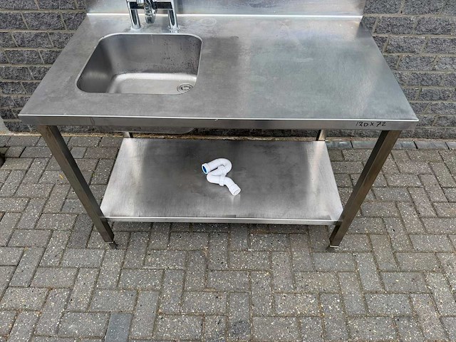 Inox 120cm - spoeltafel - afbeelding 2 van  2