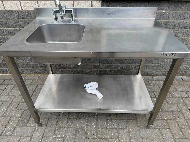 Inox 120cm - spoeltafel - afbeelding 1 van  2