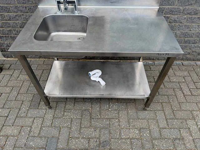 Inox 120cm - spoeltafel - afbeelding 2 van  2