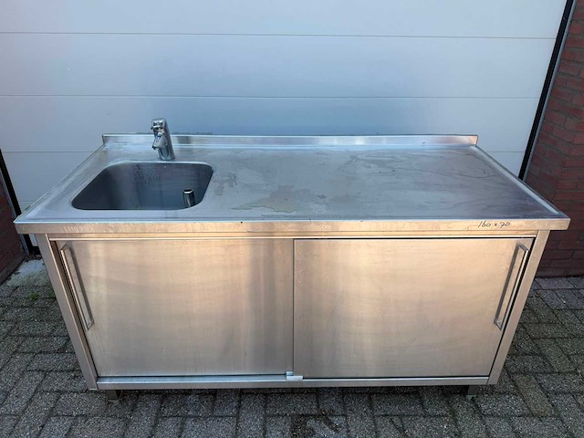 Inox 160x70 - spoeltafel - afbeelding 1 van  3