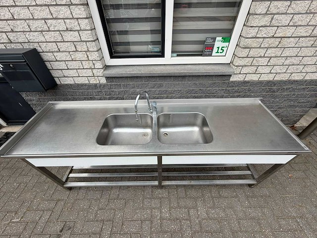Inox 250cm - spoeltafel - afbeelding 2 van  3
