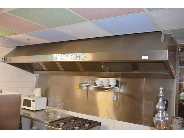 Inox dampkap met verlichting en afzuiging 3,50m lang (zelf demonteren) - afbeelding 1 van  8
