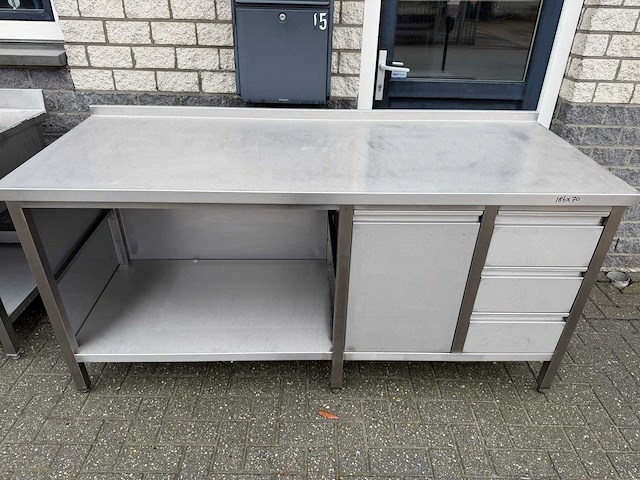 Inox ongebruikt - 186x70 - rvs werktafel - afbeelding 2 van  3