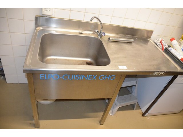 Inox spoelbak met mengkraan afm. 140x70 - afbeelding 2 van  5