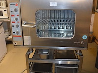 Inox stoomoven fagor hme-6/11 3000kw op 400v op inox tafel , 16 inox bakken - afbeelding 1 van  9