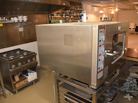 Inox stoomoven fagor hme-6/11 3000kw op 400v op inox tafel , 16 inox bakken - afbeelding 3 van  9
