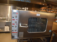Inox stoomoven fagor hme-6/11 3000kw op 400v op inox tafel , 16 inox bakken - afbeelding 4 van  9
