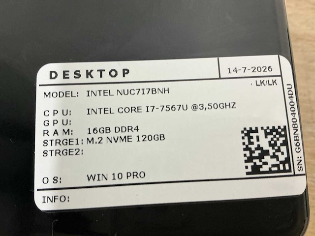 Intel - nuc7i7bnh(i7) - desktops (3x) - afbeelding 3 van  4