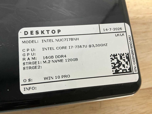 Intel - nuc7i7bnh(i7) - desktops (3x) - afbeelding 4 van  4