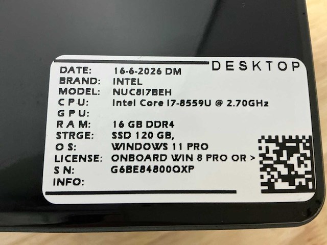 Intel - nuc8i7beh9(i7) - desktop (4x) - afbeelding 6 van  8