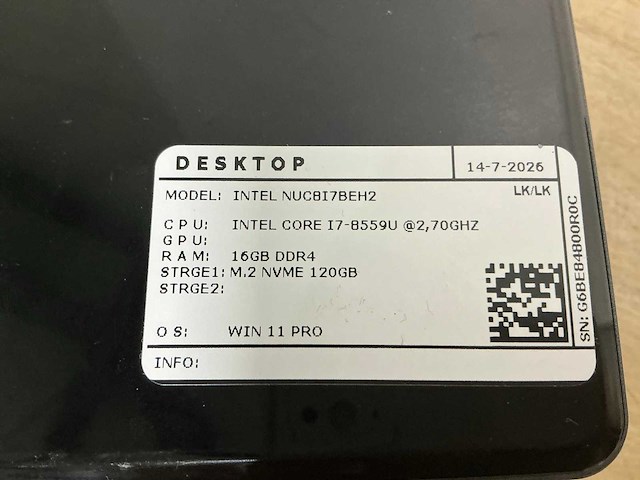 Intel - nuc8i7beh(i7) - desktops (4x) - afbeelding 6 van  8