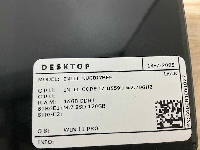 Intel - nuc8i7beh(i7) - desktops (4x) - afbeelding 5 van  7