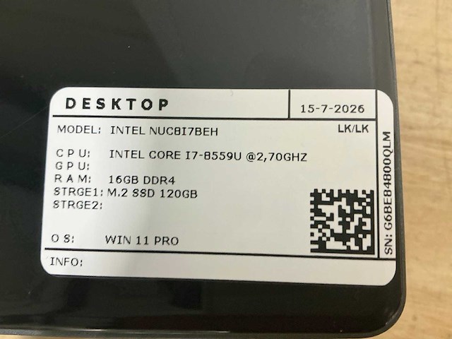Intel - nuc8i7beh(i7) - desktops (4x) - afbeelding 7 van  7