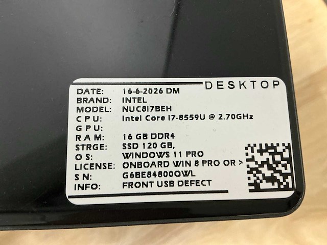Intel - nuc8i7beh(i7) - desktops (4x) - afbeelding 5 van  8