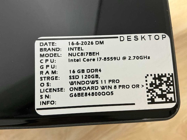Intel - nuc8i7beh(i7) - desktops (4x) - afbeelding 6 van  8