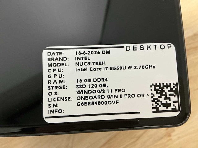 Intel - nuc8i7beh(i7) - desktops (4x) - afbeelding 7 van  8