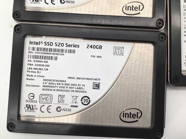 Intel 240gb 520 series sata ssd interne hardeschijf (3x) - afbeelding 4 van  5