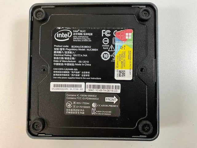 Intel client system nuc8bek, core(tm) i3-8109u, 8 gb ram, no hdd mini desktops (4x) - afbeelding 2 van  6
