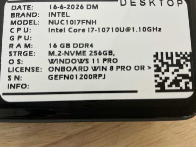 Intel nuc10i7fnh(i7) desktop - afbeelding 5 van  5