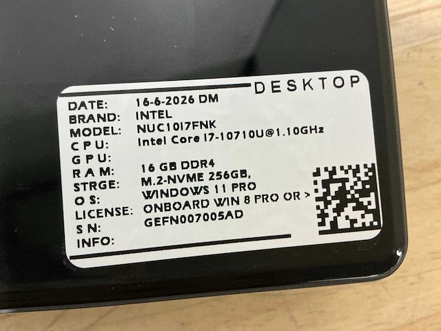 Intel nuc10i7fnk(i7) desktop - afbeelding 5 van  5