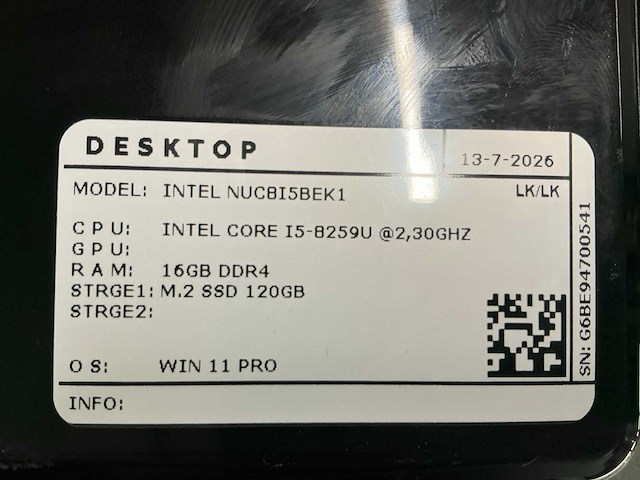 Intel nuc8i5bec desktop (4x) - afbeelding 7 van  8