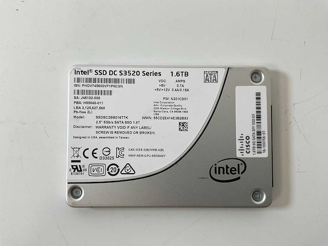 Intel (ssdsc2bb016t7k) dc s3520 1.6 tb ssd hdds (36x) - afbeelding 3 van  4