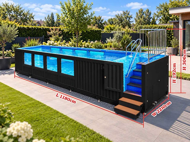 Intorelax 12 m (40 ft) container zwembad met ramen - afbeelding 11 van  13