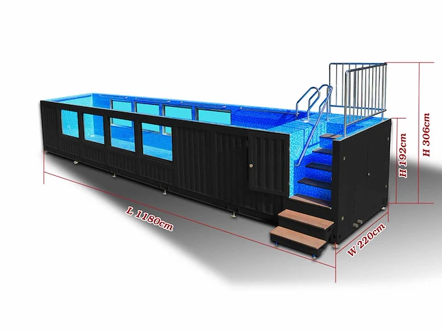 Intorelax 12 m (40 ft) container zwembad met ramen - afbeelding 5 van  13