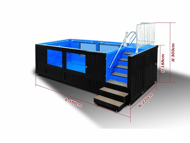 Intorelax 6 m (20 ft) container zwembad met ramen - afbeelding 7 van  12