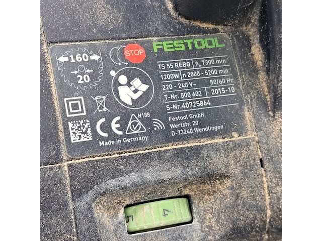 Invalcirkelzaagmachine, festool, ts 55 rebq, 2015 - afbeelding 4 van  10