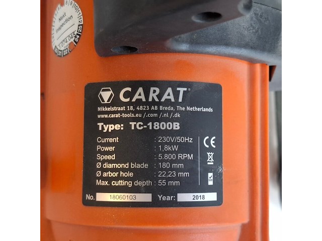 Invalzaag voor tegels 180mm 230v, carat, tc1800, 2018 - afbeelding 2 van  12