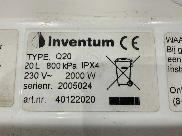 Inventum - q20 - boiler 20 liter - afbeelding 5 van  6